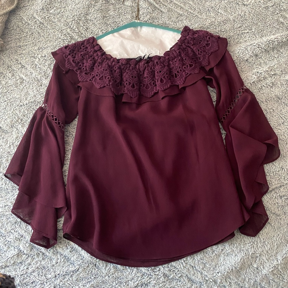 White House black market crochet off shoulder top